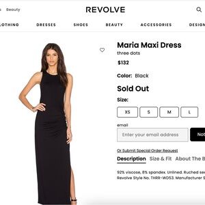 Three Dots - Maria Maxi Dress - Black Size XS